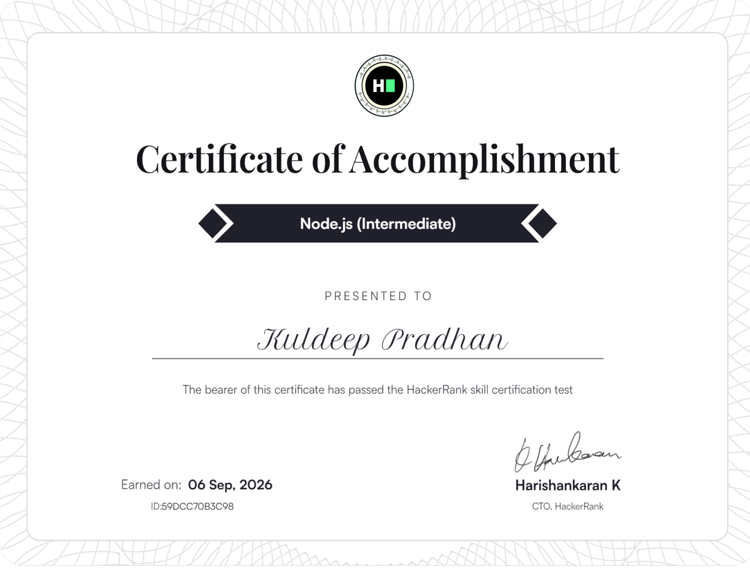 HackerRank Certificate